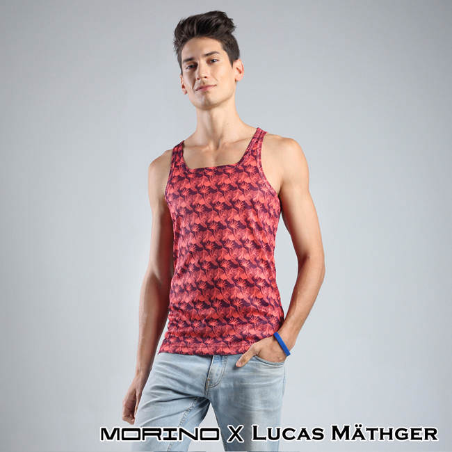 (網) 【MORINO x LUCAS】吸排涼爽印花背心-5件組(隨機出色)