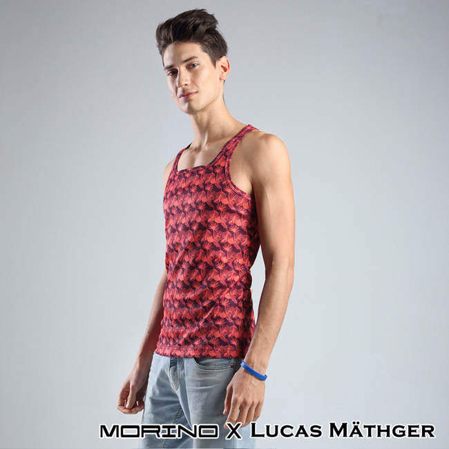 (網) 【MORINO x LUCAS】吸排涼爽印花背心-5件組(隨機出色)