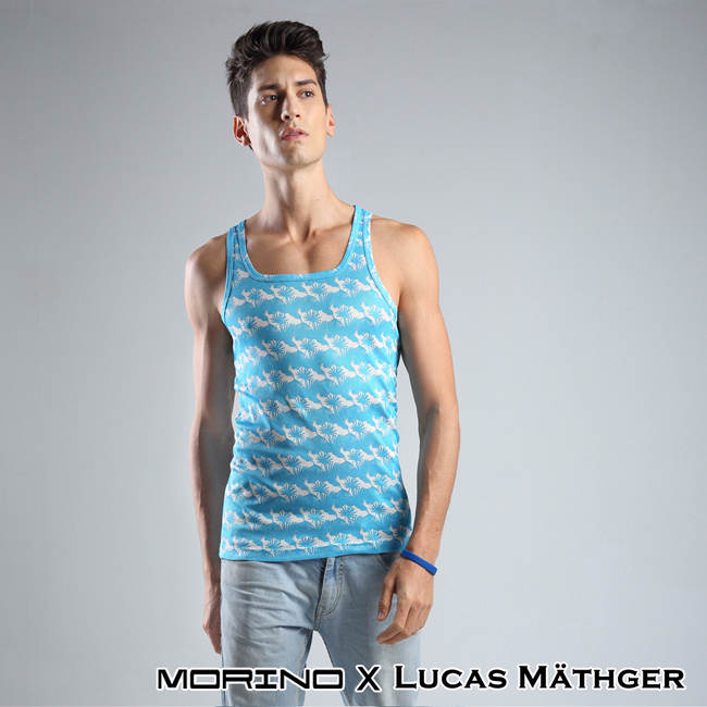 (網) 【MORINO x LUCAS】吸排涼爽印花背心-5件組(隨機出色)