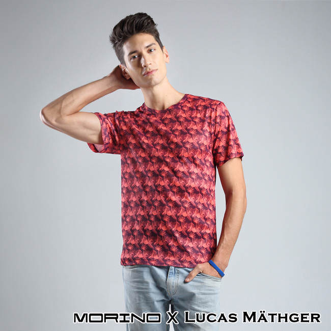 (網) 【MORINO x LUCAS】吸排涼爽印花短袖圓領衫-4件組(隨機出色)