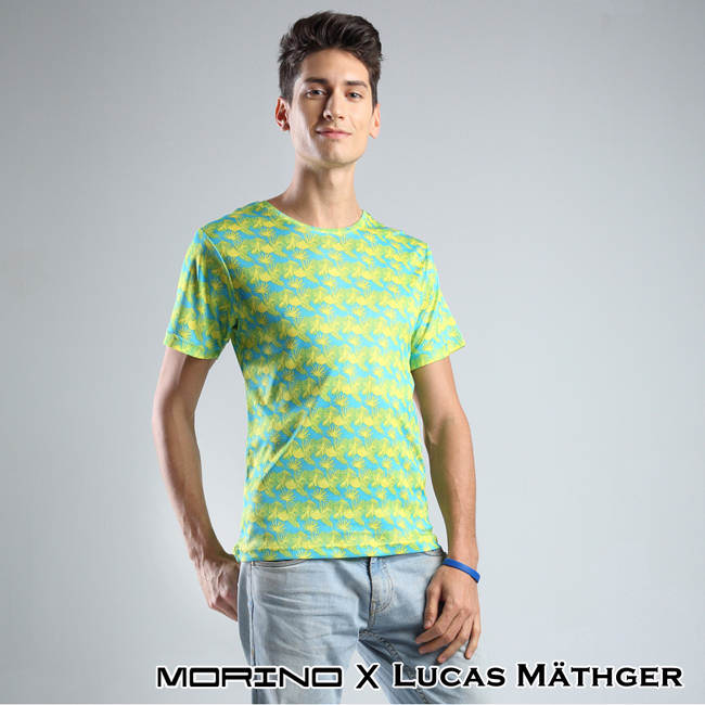 (網) 【MORINO x LUCAS】吸排涼爽印花短袖圓領衫-4件組(隨機出色)