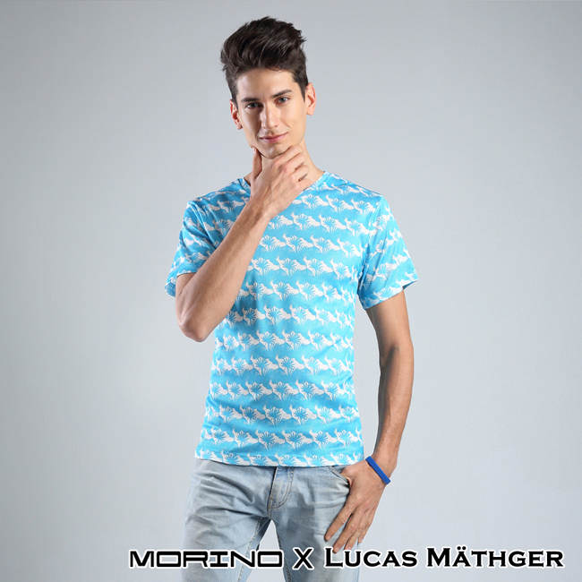 (網) 【MORINO x LUCAS】吸排涼爽印花短袖圓領衫-4件組(隨機出色)