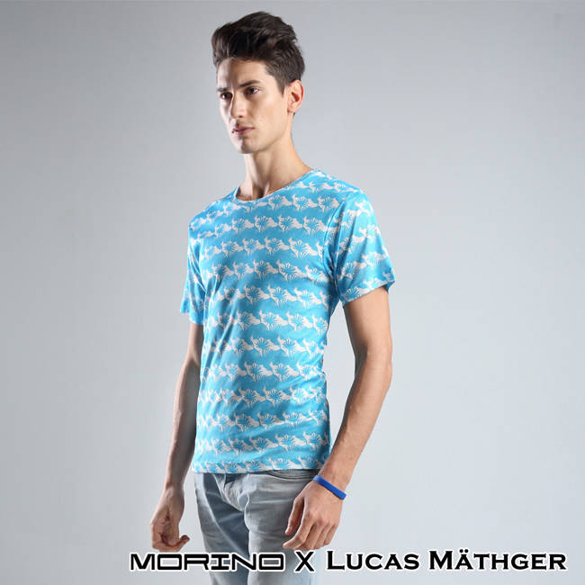 (網) 【MORINO x LUCAS】吸排涼爽印花短袖圓領衫-4件組(隨機出色)