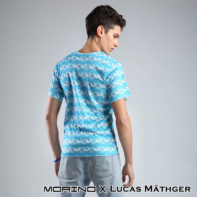 (網) 【MORINO x LUCAS】吸排涼爽印花短袖圓領衫-4件組(隨機出色)