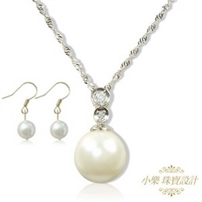 【小樂珠寶】3A全美正圓漂亮南洋深海貝珍珠套組_法式款