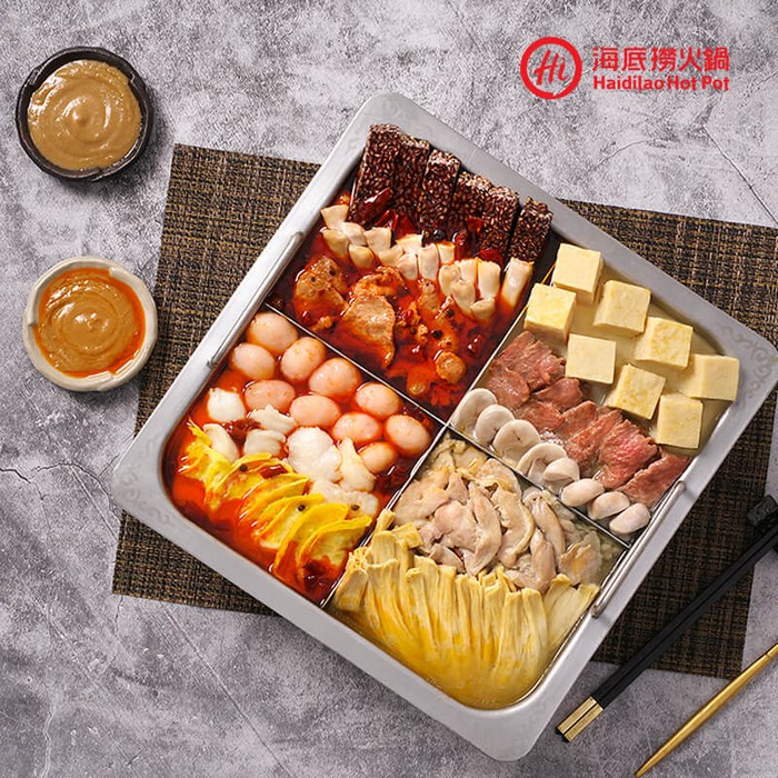 海底撈 經典鴛鴦鍋套餐 麻辣 三鮮14件組 2345g 贈送香辣 原味火鍋沾醬x1組 Viva美好購物網