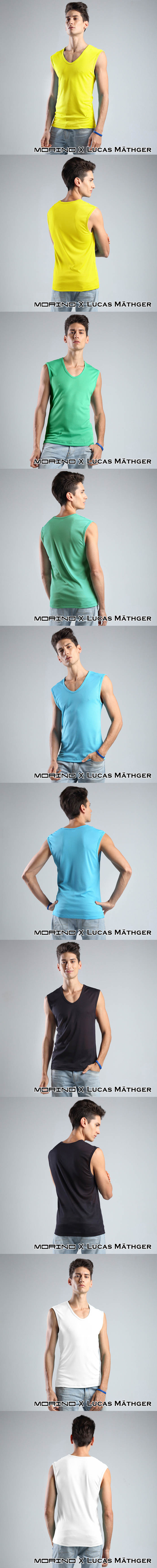 (網) 【MORINO x LUCAS】吸排涼爽素色無袖衫-5件組(隨機出色)