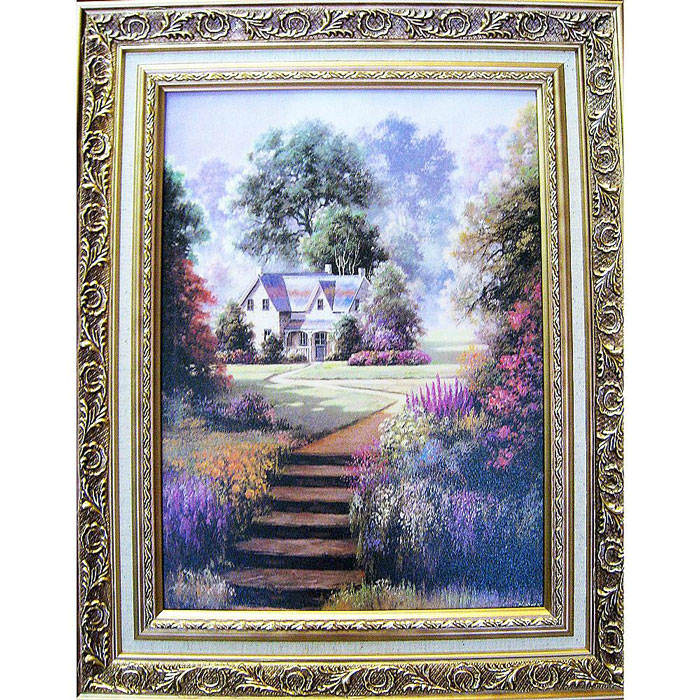 *現代建築美學山水畫 山水圖*直幅柔美加拿大Lavender