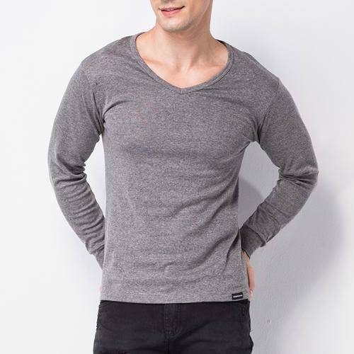 【MORINO摩力諾】竹炭長袖V領衫