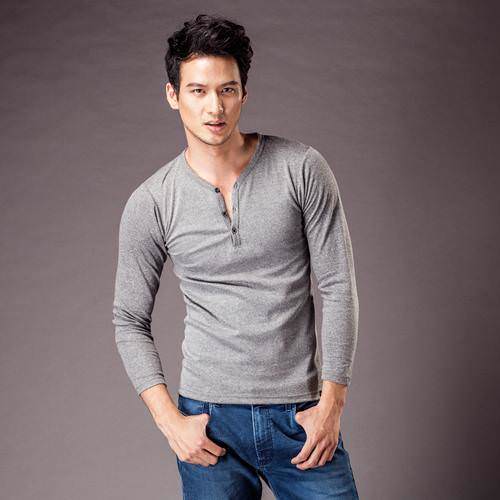 【MORINO摩力諾】竹炭長袖半門襟