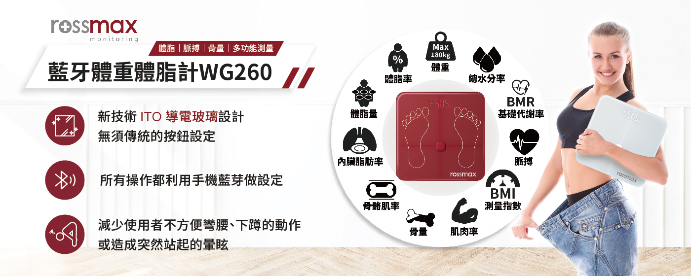 Rossmax優盛醫學藍牙體重體脂計