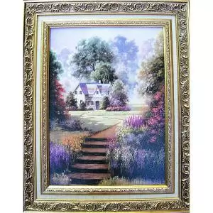 現代建築美學山水畫 山水圖*直幅柔美加拿大Lavender