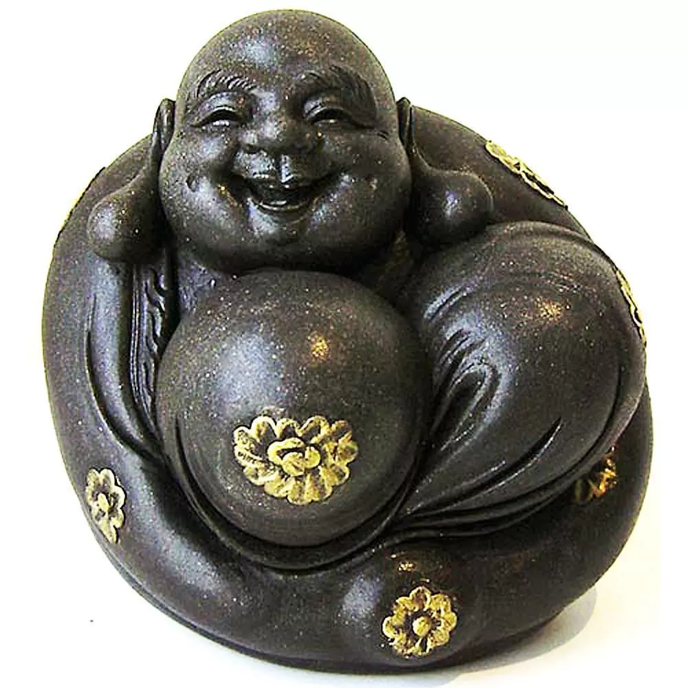 彌勒佛　發財神 黑墨石