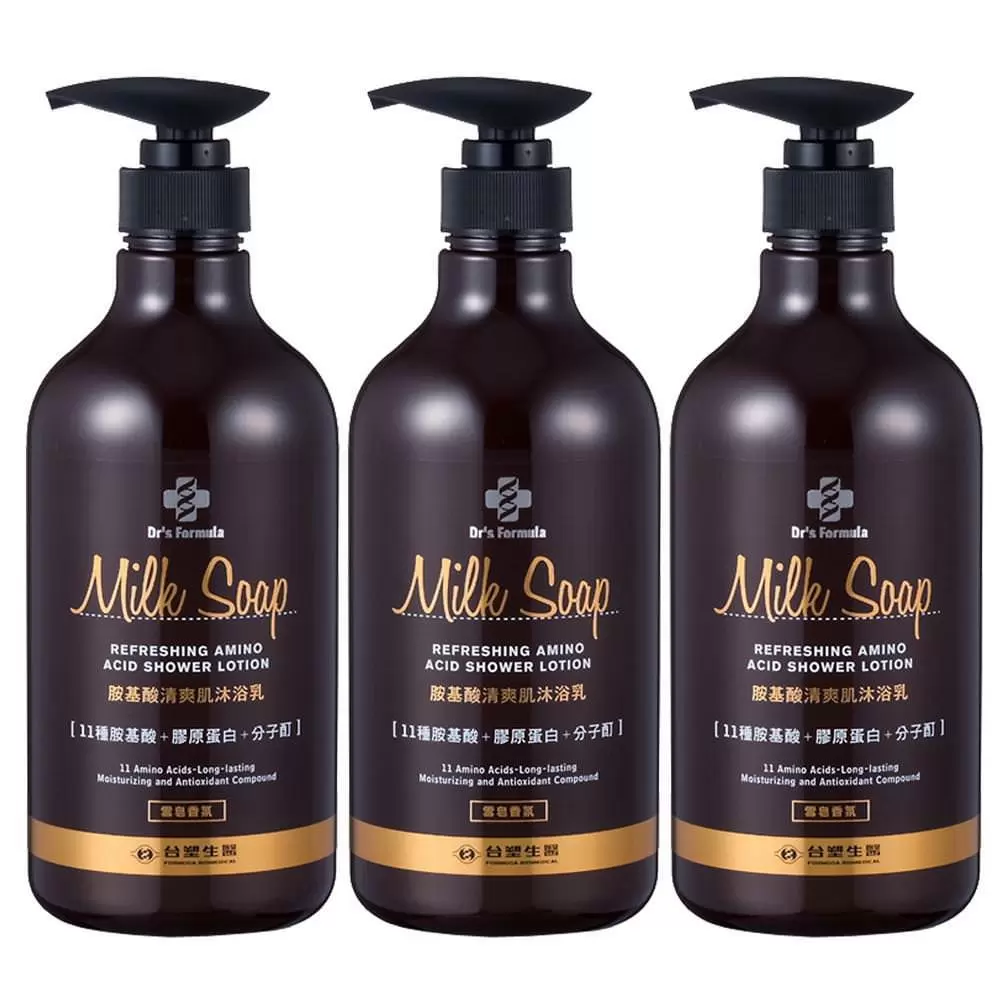 【台塑生醫】Dr’s Formula胺基酸清爽肌沐浴乳 (雪皂香氛) 800g*3入