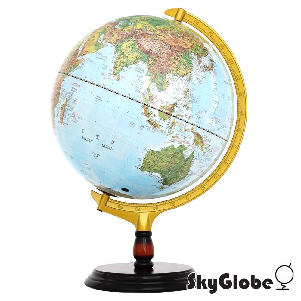 SkyGlobe 】12吋地形行政木質地球儀(中英文對照)(附燈) ViVa美好購物網