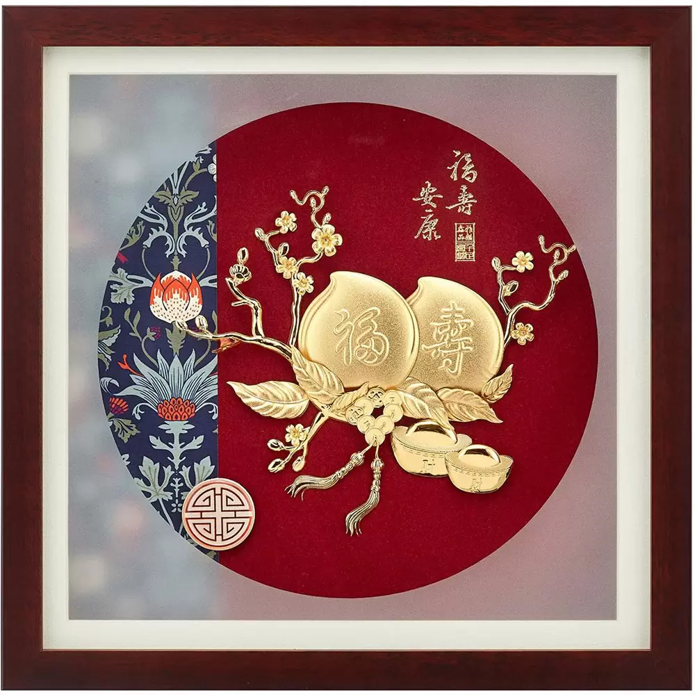 純金典雅金箔畫系列【福壽安康】.30x30cm
