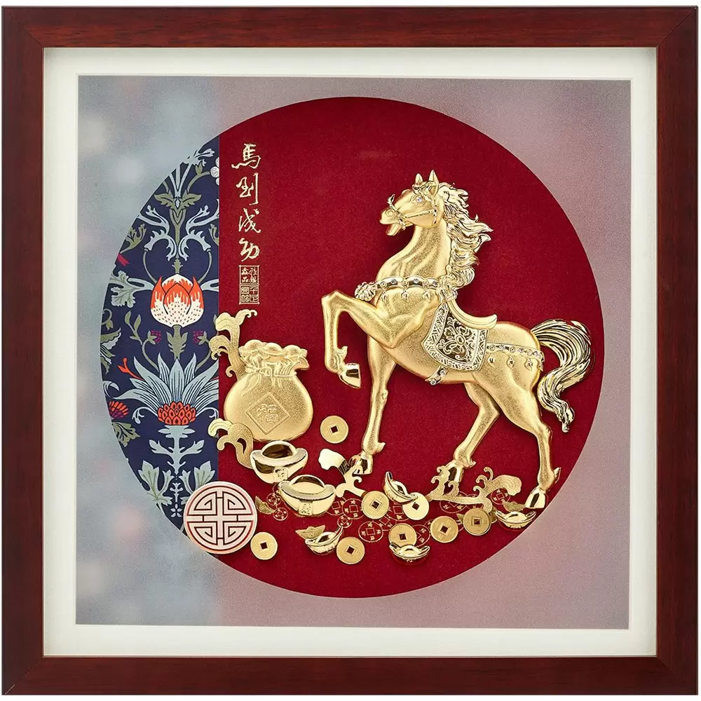 純金典雅金箔畫系列【馬到成功】.30x30cm