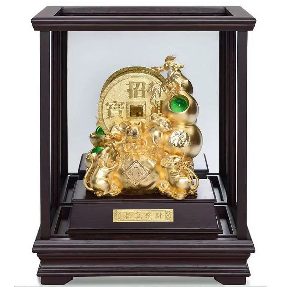 【福鼠聚財】金鼠 純金箔雕塑大櫥窗