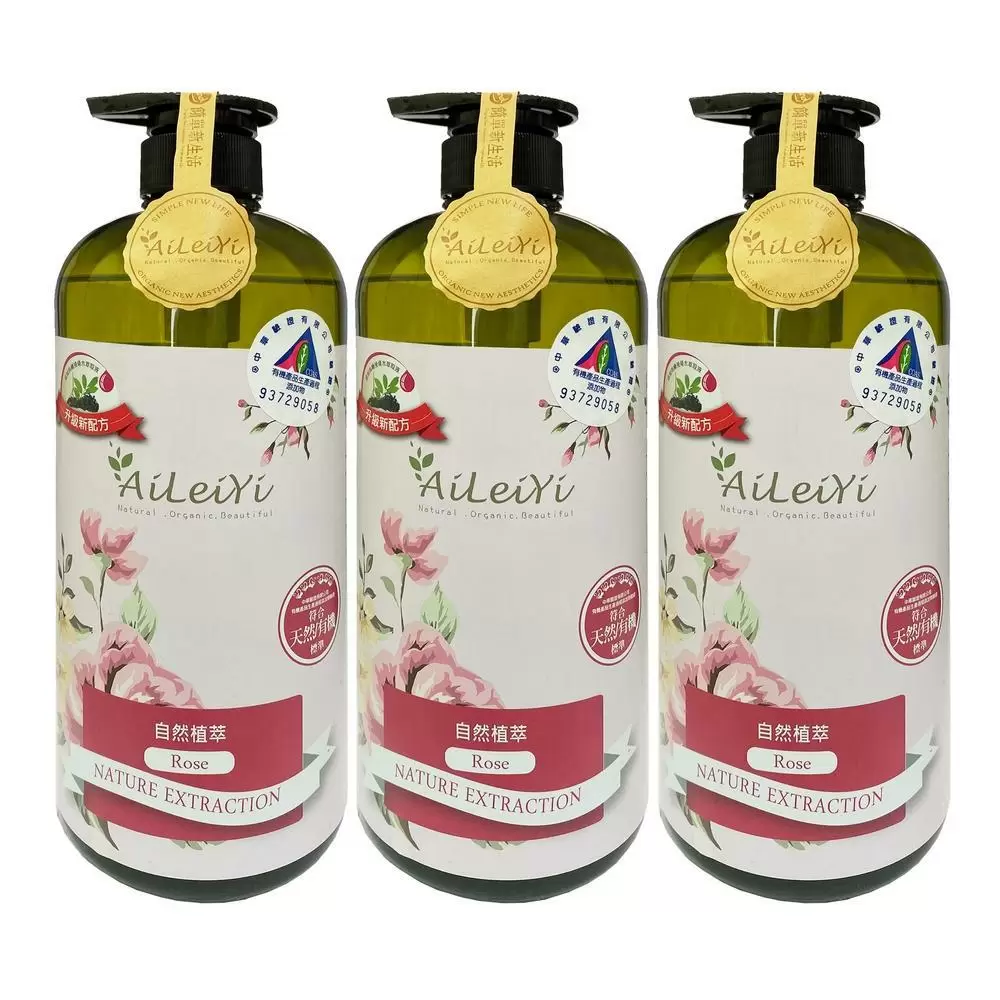 AiLeiYi洋甘菊潤膚沐浴精-玫瑰花香1000ml(3瓶/組)