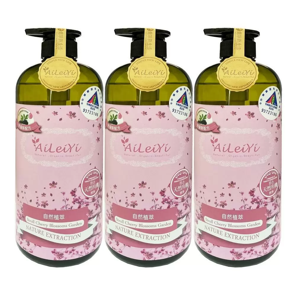 AiLeiYi洋甘菊潤膚沐浴精-漫步櫻花園1000ml(3瓶/組)
