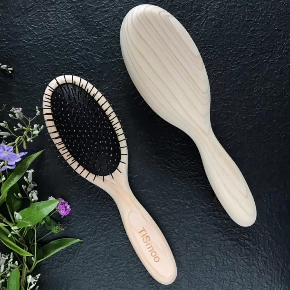 TiSmoo純鈦手工檜木長柄梳