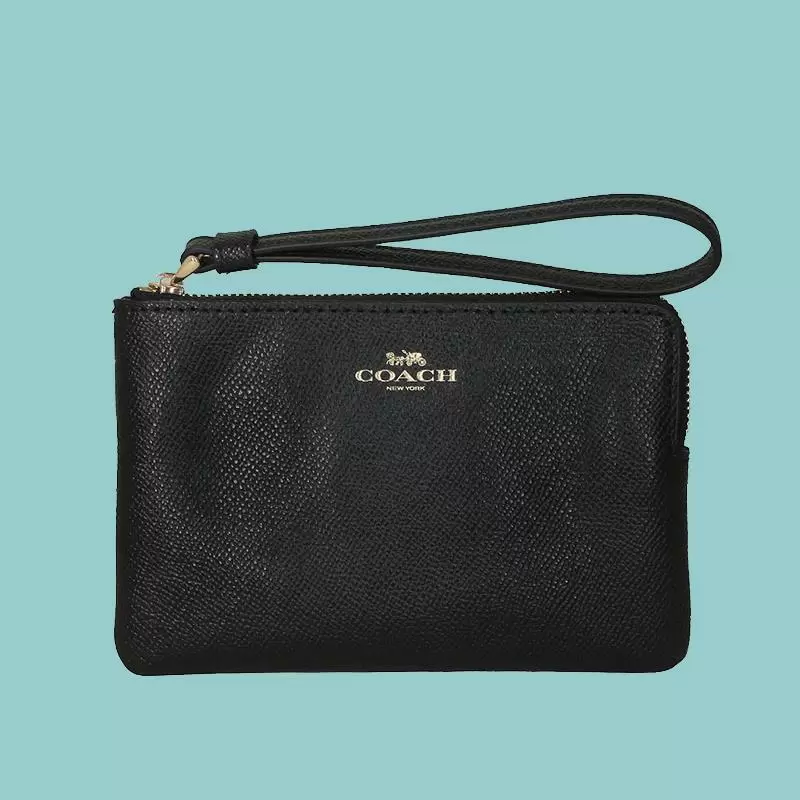 【COACH】經典LOGO馬車L型手拿包(黑色)