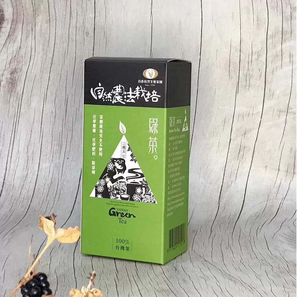 【百香自然農業】自然農法綠茶三角立體茶包(3g*10/盒)*7盒