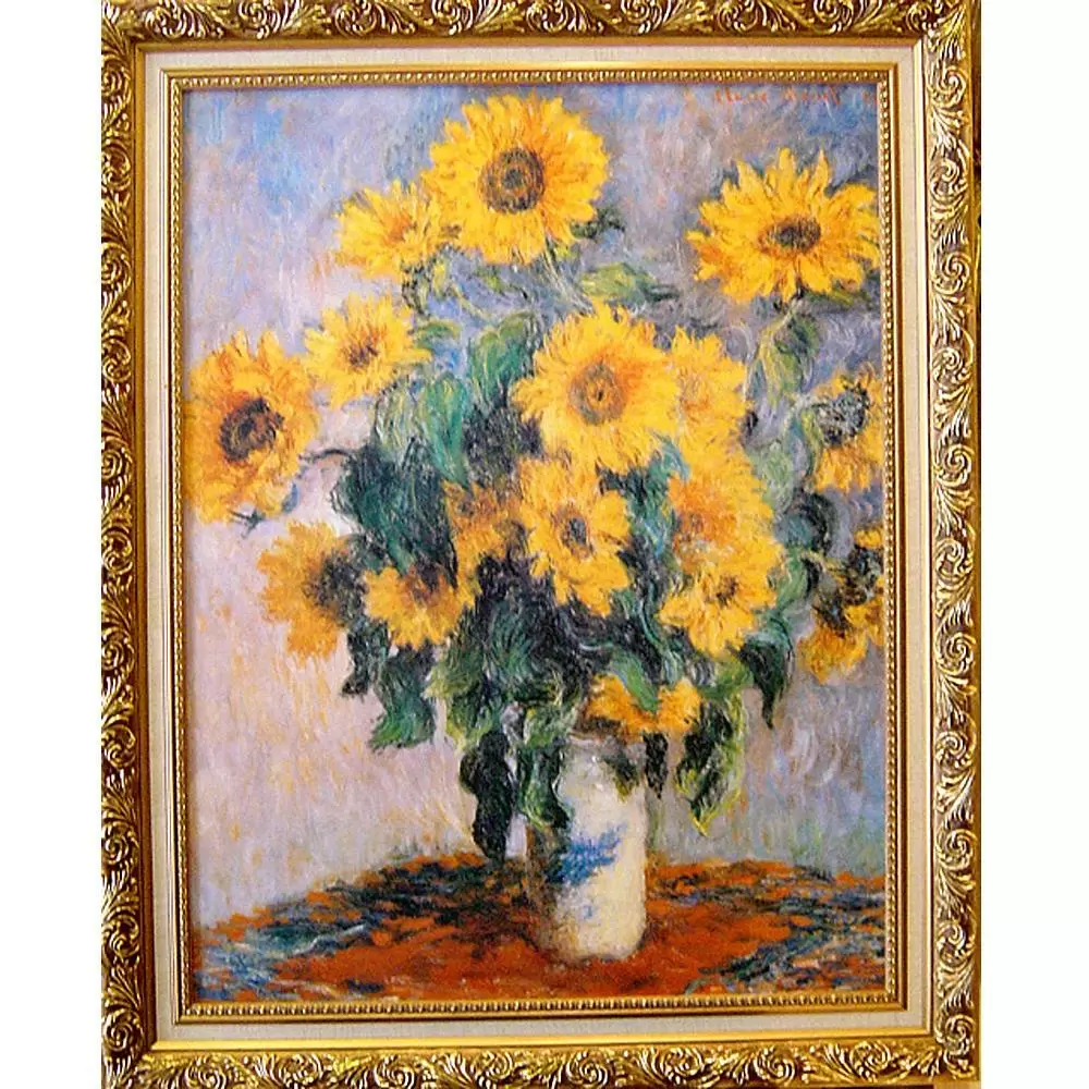 紅桌巾Sunflower向日葵.莫內Monet 複製畫