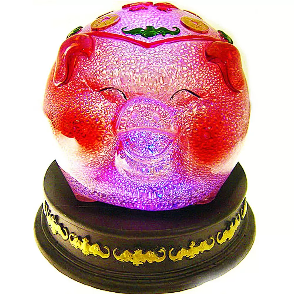 福氣豬 水琉璃七彩炫光燈禮物