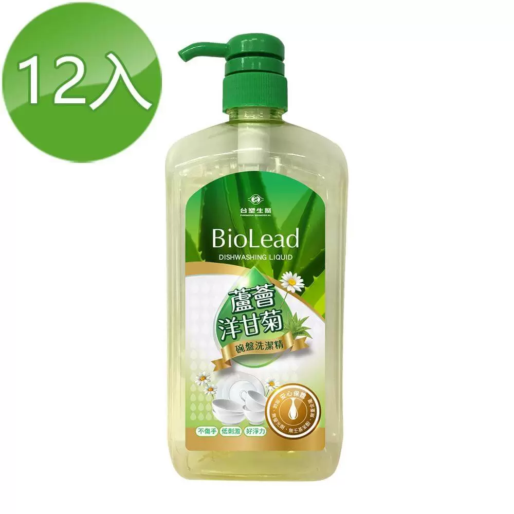 《台塑生醫》BioLead蘆薈洋甘菊碗盤洗潔精1000g (12瓶/組)