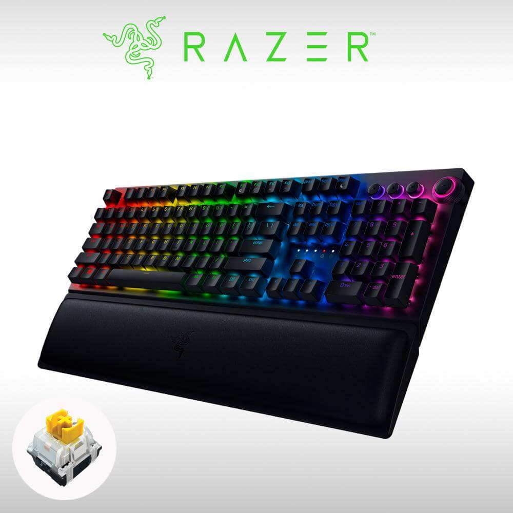 Razer 雷蛇 Blackwidow V3 Pro 黑寡婦蜘幻彩版v3 Pro 電競鍵盤中文 黃軸 Viva美好購物網