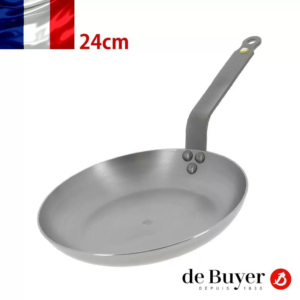 de Buyer 畢耶 原礦蜂蠟系列 傳統單柄西式蛋捲鍋24cm/鐵鍋