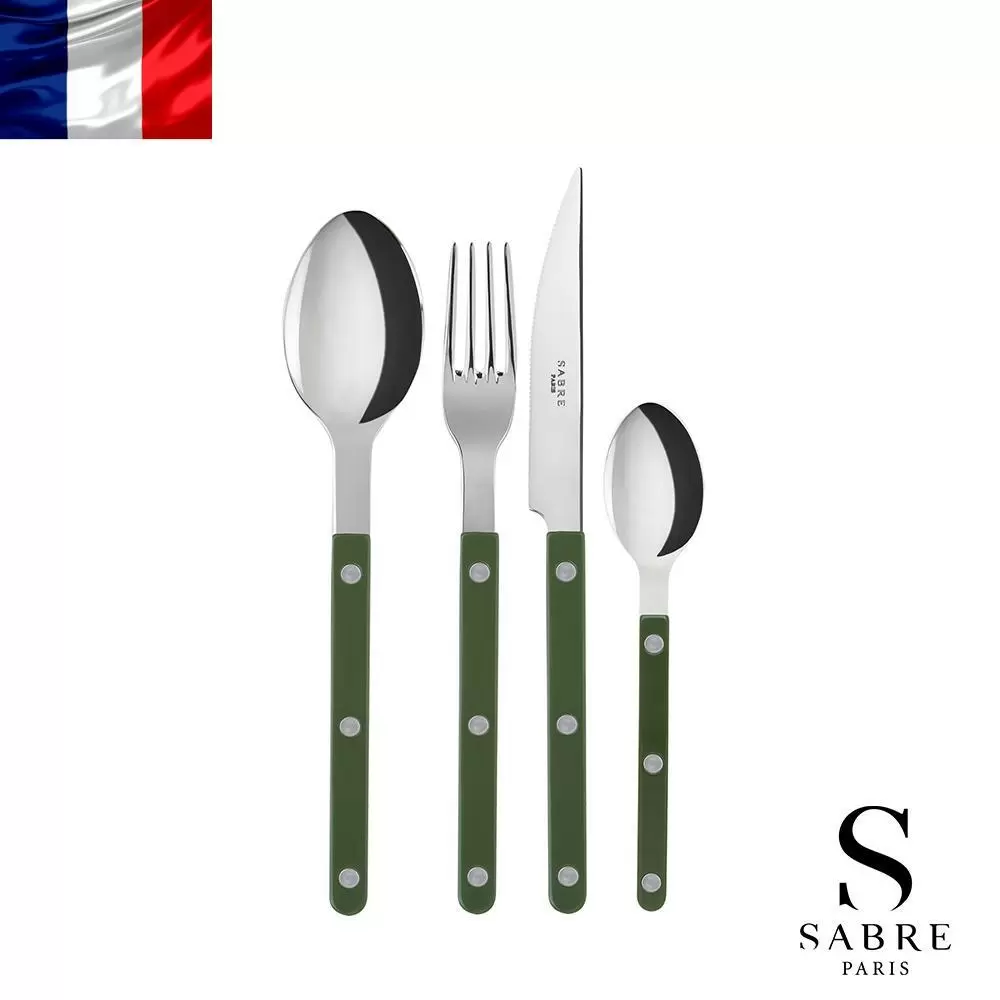 Sabre Paris Bistrot復古酒館純色系列-亮面餐具4件組-深綠