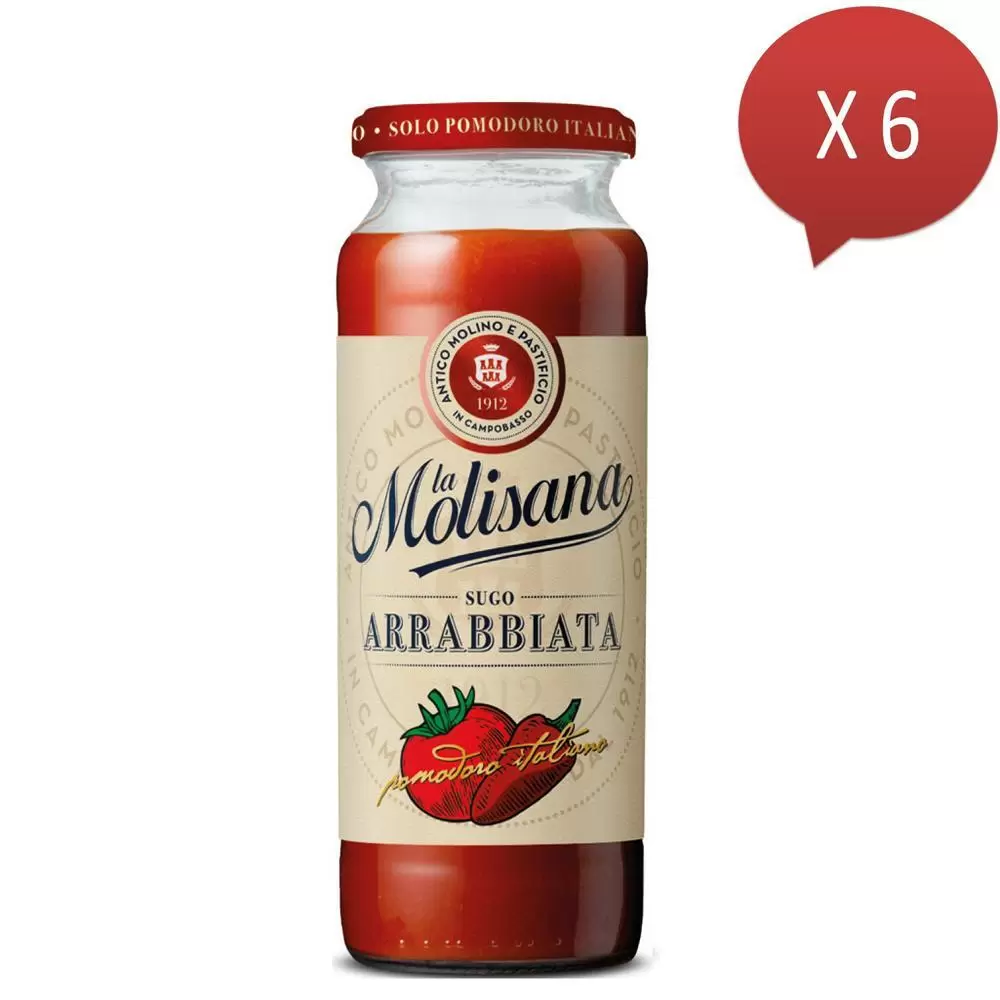 Molisana 茉莉j微辣蕃茄義大利麵醬340g/罐x6瓶