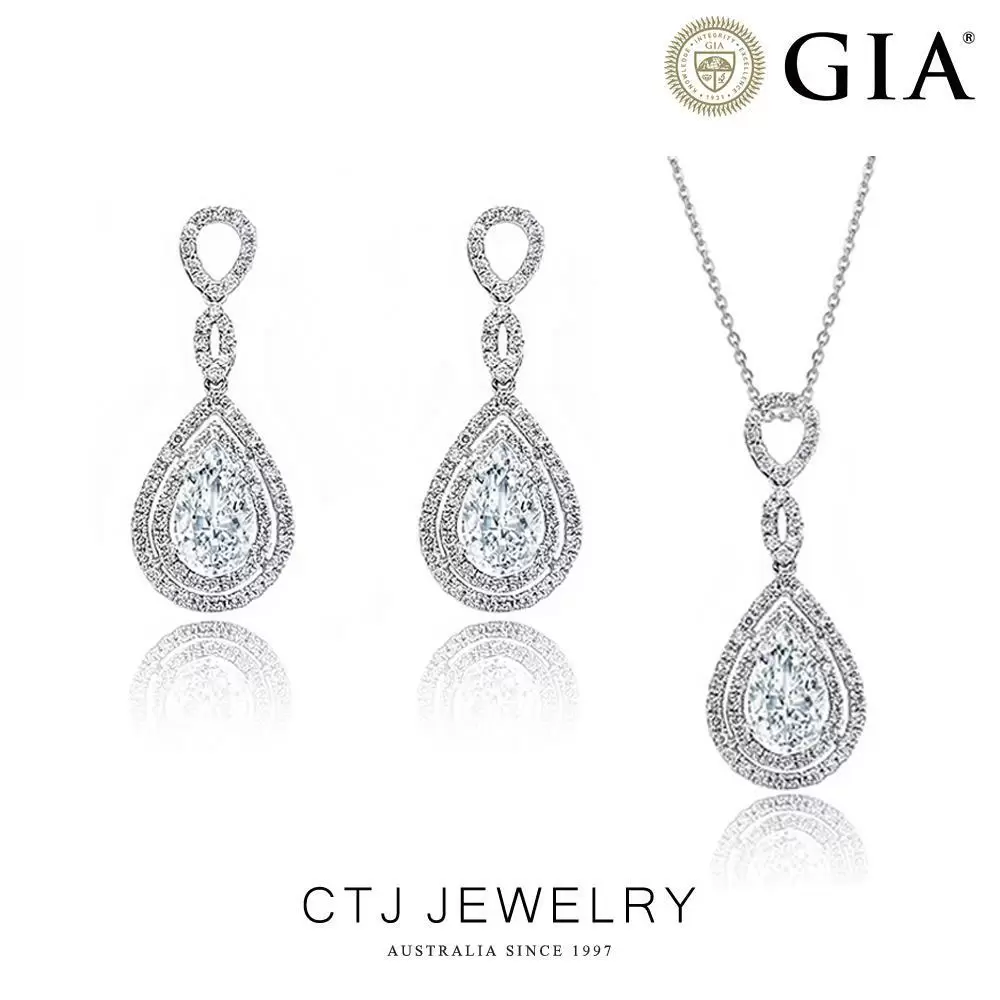 CTJ 奢華GIA1.5克拉水滴18K鑽石套組(DSI2) 