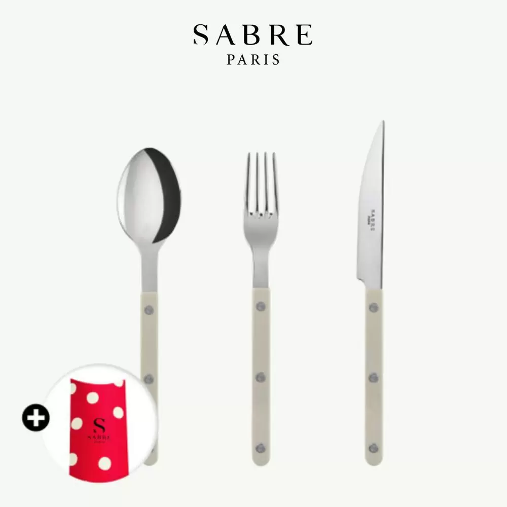 Sabre Paris Bistrot復古酒館純色系列-主餐餐具禮盒3件組-淺卡其