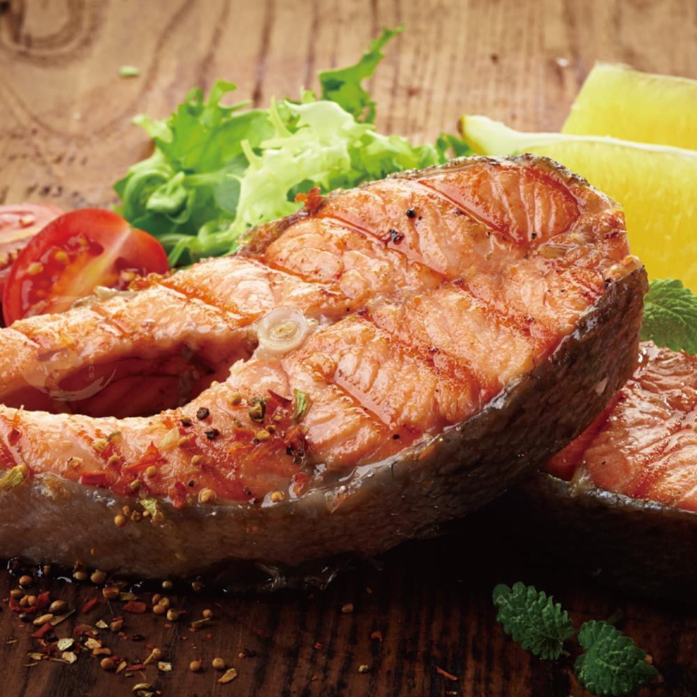 【勝崎生鮮】超大厚切鮭魚切片6片組(300±10%公克/1片)