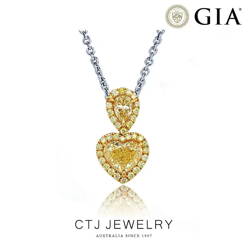 CTJ GIA 1.2克拉 FancyYellow 18K 黃彩鑽項鍊