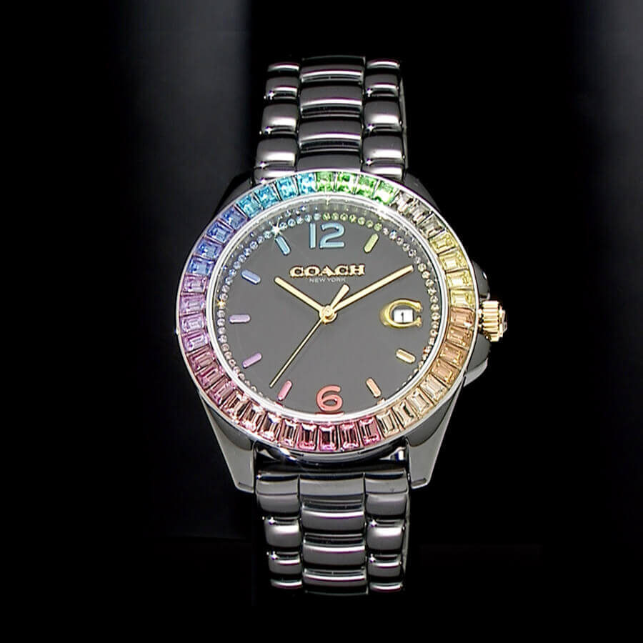 COACH 全陶瓷彩虹圈腕錶(曜石黑)