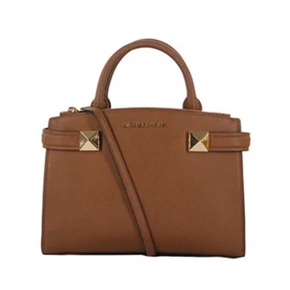 【Michael Kors】KARLA 大鉚釘防刮牛皮兩用包(駝色)