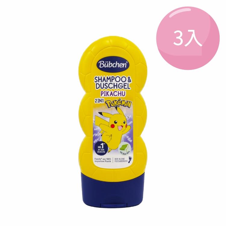 BUBCHEN 貝臣 寶可夢皮卡丘洗髮沐浴乳 230ML* 3入