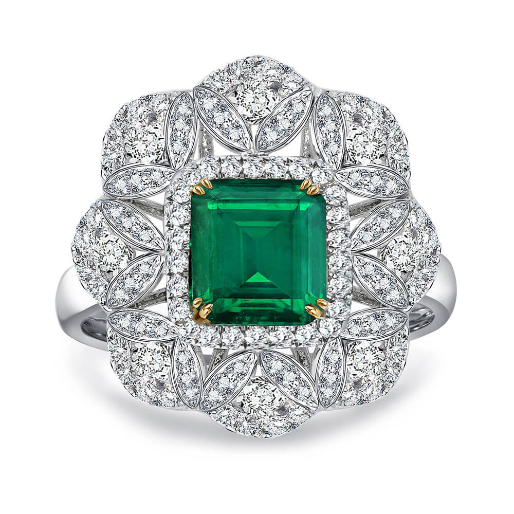 ShiningStarGIA祖母綠花園鑽戒