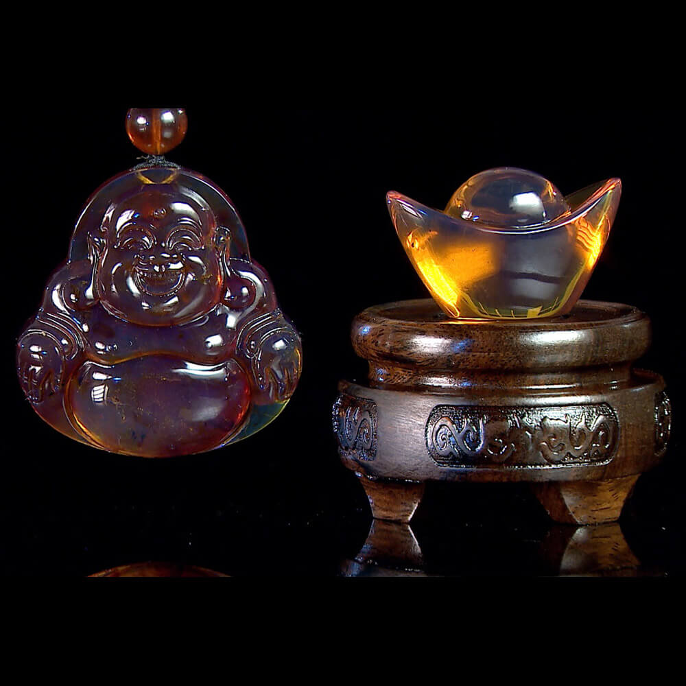 春天珠寶福氣祥和變彩琥珀彌勒