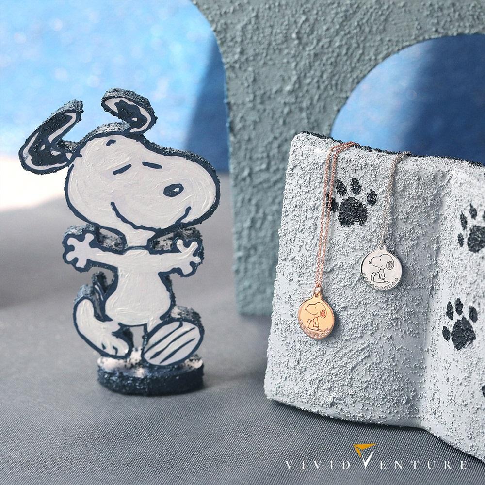 亞帝芬奇X史努比 3分 天然鑽石 鑽石 項鍊 永遠的SNOOPY 01 白K金色 75周年聯名限量