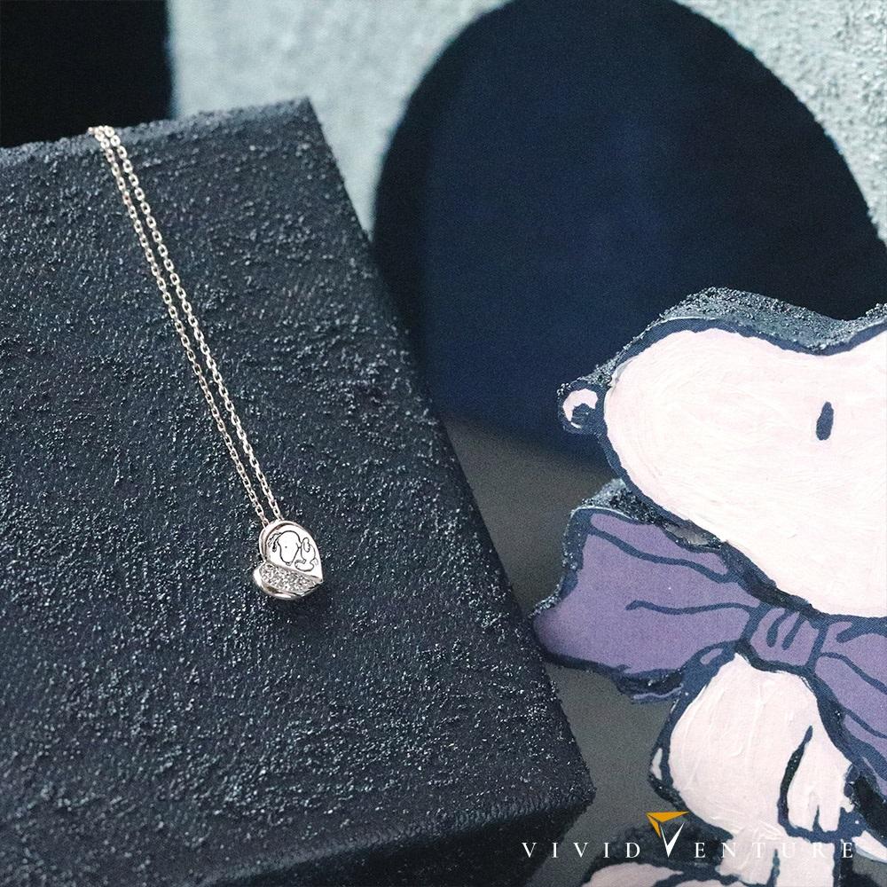 亞帝芬奇X史努比 5分 天然鑽石 鑽石 項鍊 無盡的愛 02 白K金色 75周年聯名限量