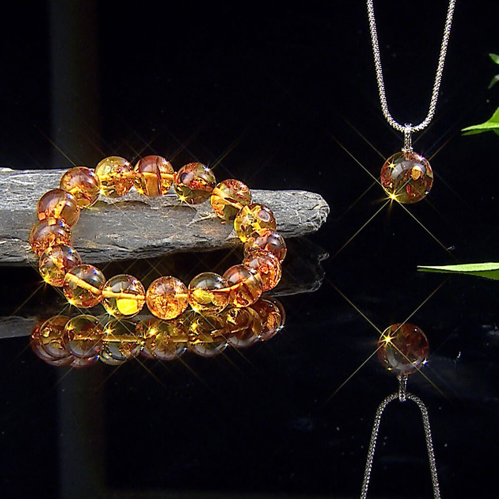 MAYDIYA 緬甸花珀變色龍手串