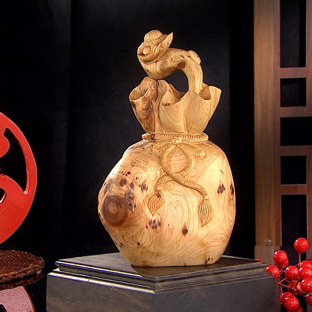 藏富傳藝 崖柏樹瘤開運聚寶袋