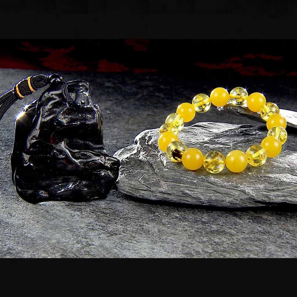 春天珠寶能量老翳珀原礦手把件