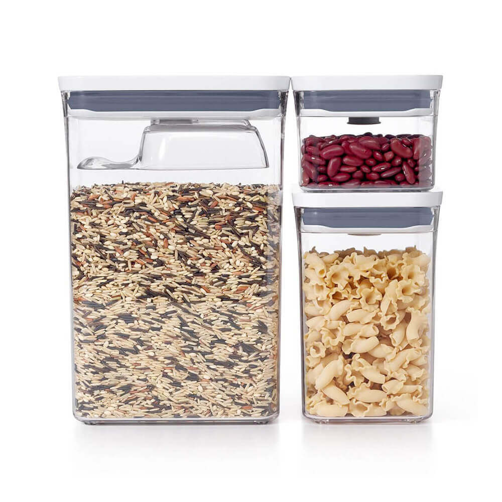 美國OXO長方按壓保鮮盒禮盒組(3組)