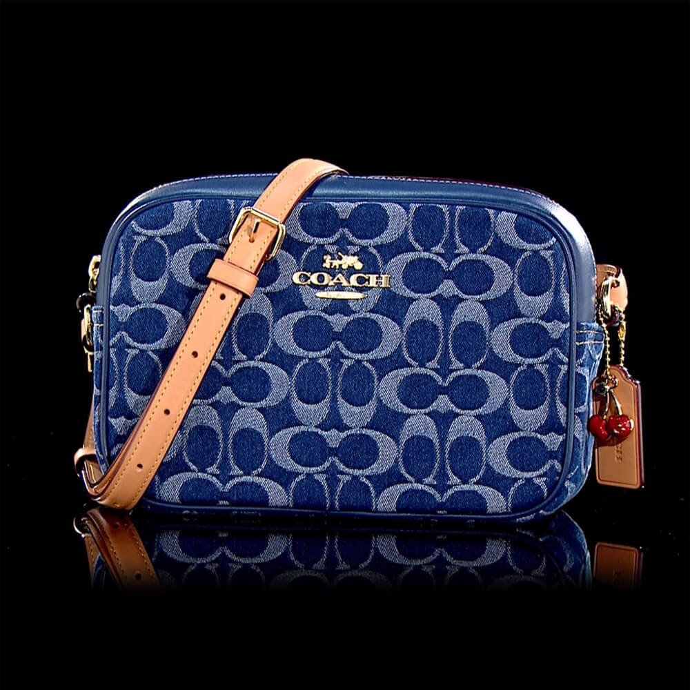 COACH 皇家藍立體緹花相機包